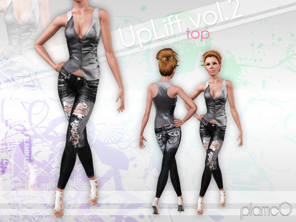 Sims 3 — UpLift -Top. [Vol. 2]  by plamc0 — Classy and neat new top for your sims. Available in silver/grey (shown),