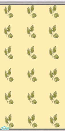 Sims 2 — Leafy by irishdixiegirl — A light yellow with leaf embellishment wallpaper.