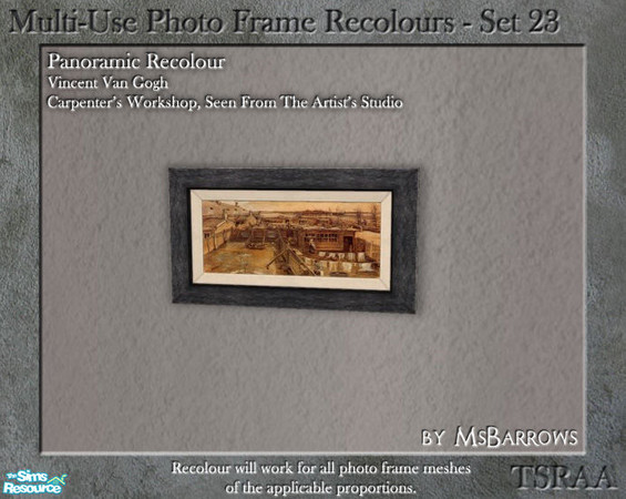 Sims 2 — Recolours Set 23 - Carpenters Workshop by MsBarrows — A panoramic-proportioned photo frame recolour based on