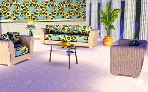 Sims 3 — marcorse_chained sunflowers by marcorse — More sunflowers in a splashy, daisychain pattern on a toning green