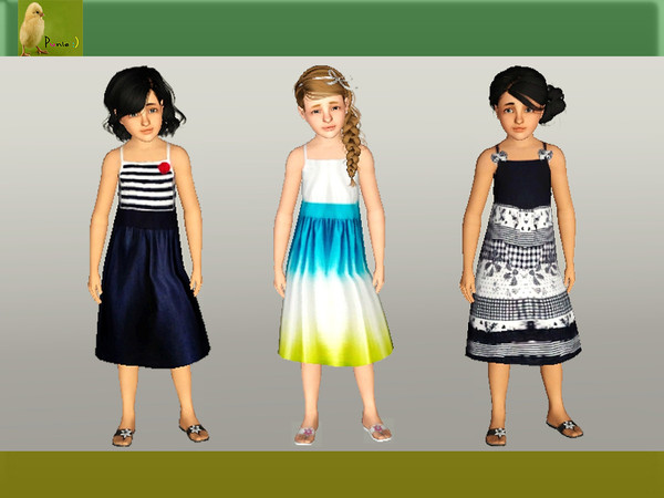 Sims 3 — punie kids group 41 by punie — 3 dresses for your girl sim! I hope you enjoy! Not recolorable