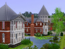 Sims 3 — maison Burbank  by danvyl2 —  maison victorienne au allure d'un chateau construite sur l'etang Burbank