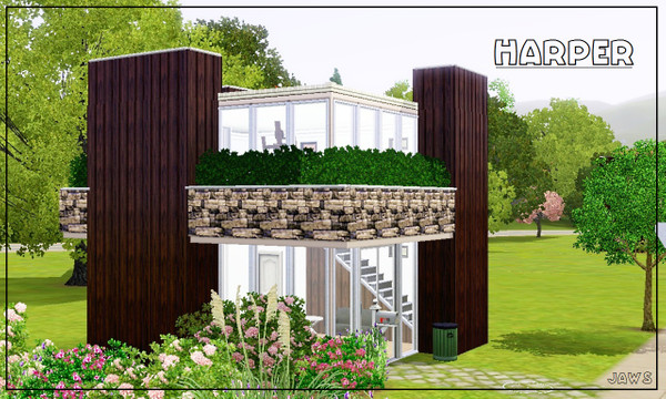 Sims 3 — Harper by Jaws3 — Smal, studio-type home for those single sims who like to live in style! Fully furnished, no CC