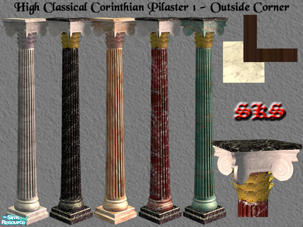 Sims 2 — Corinthian Columns 1 Set - Outside Corner by 71robert13 — 1 story classical Corinthian corner Pilaster featuring