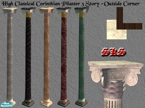 Sims 2 — Corinthian Columns 3 Set - Outside Corner Pilaster by 71robert13 — 3 story classical Corinthian corner Pilaster