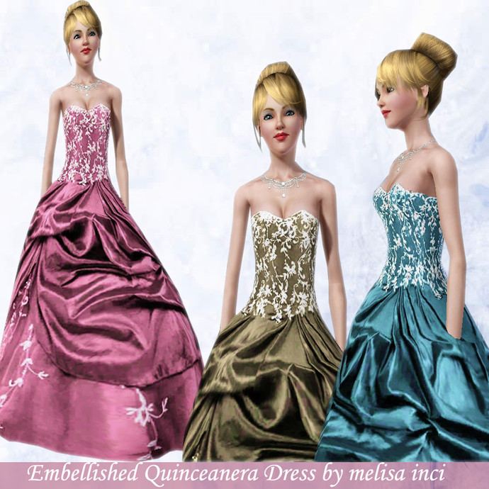 The Sims Resource - Embellished Quinceanera Dress