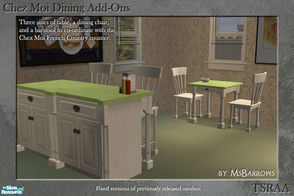 Sims 2 — Chez Moi Dining Add-Ons by MsBarrows — Fixed versions of some previously released meshes of mine. Fixes include