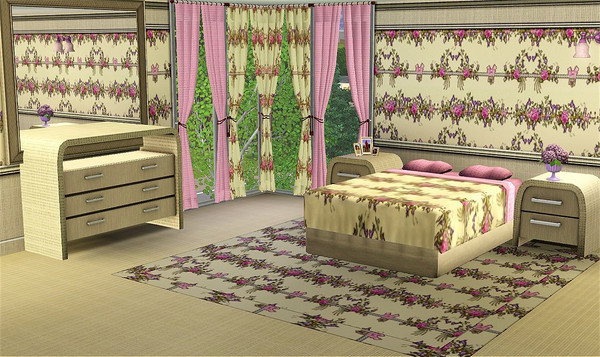 Sims 3 — marcorse_garlands pattern by marcorse — A romantic, old-worlde bedroom pattern of floral garlands and ribbons