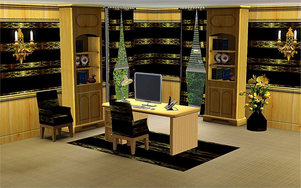 Sims 3 — marcorse_midnight ribbon pattern by marcorse — Part of a request - shiny gold ribbon on black velvet.