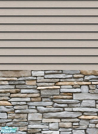 Sims 2 — Tan Vinyl and Stone by devoted2rusty — House Siding