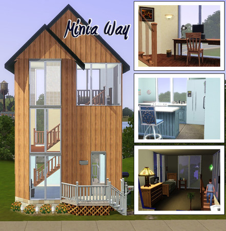 Sims 3 — Minia Way by lizholsimer — This house was built on a 10 x 10 lot. It has 3 floors and comes fully furnished. It