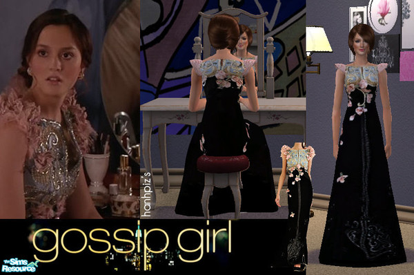 Sims 2 — Gossip Girl Blair Waldorf Embroidery Formal Dress by hanhpiz2 — Blair\'s gorgeous formal dress in Gossip Girl