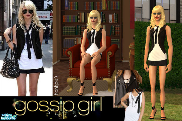 Sims 2 — [requested] Gossip Girl Jenny Humphrey outfit by hanhpiz2 — Jenny\'s outfit in Gossip Girl S03E04 - Dan de