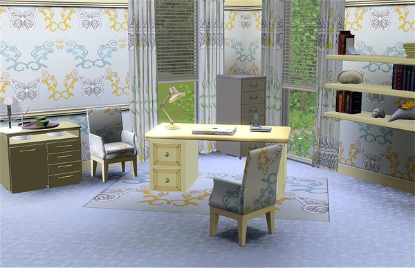 Sims 3 — marcorse_silver and gold by marcorse — Stylised shapes and butterflies in blues and gold make up this delicate