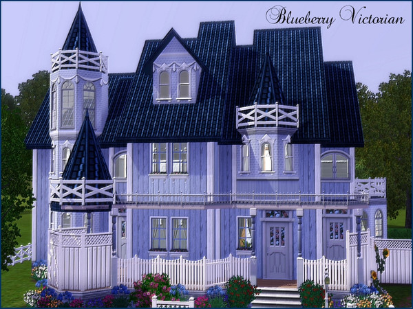Sims 3 — Blueberry Victorian -Base Game No CC by cm_11778 — A beautiful Victorian home with 4 bedrooms, 3 baths and a