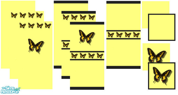 Sims 2 — Yellow Butterfly Wall and Floor Set by shadow66 — This is a set of seven different wallpapers and four carpets