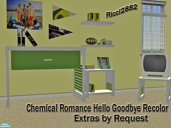 Sims 2 — Grim\'s Chemical Romance Extras HelloGoodbye Recolor by TheNumbersWoman — Since I did the Chemical Romance room
