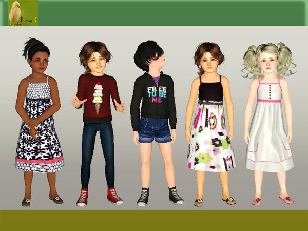 Sims 3 — punie kids group 47 by punie — Clothes for your girl sim child! 2 tops, 3 body outfits Some items are not