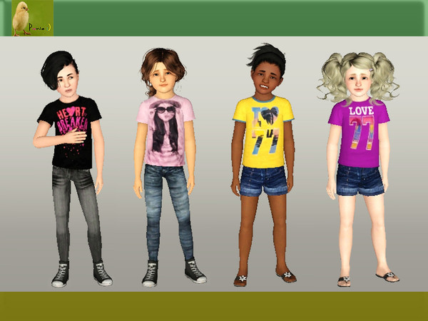 Sims 3 — punie kids group 48 by punie — 4 tops for your sim girl child! Some items are not recolorable. I hope you enjoy!