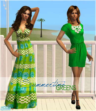 Sims 2 — Summertime Greens by Caiza — Colorful dresses I hope you will enjoy.