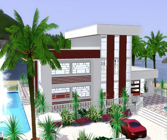 Sims 3 — Parklands by Drake19762 — Fully furnished villa with 2 bedrooms, 2 bathrooms, office and gym. Landscaped with
