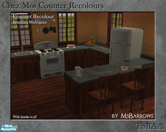 Sims 2 — Chez Moi Recolours - Brazilian Mahogany by MsBarrows — A recolour of the Chez Moi French Country counter from