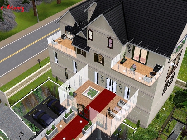 Sims 3 — Villa 4 by eMoniq — 40x30 , 4 floors, 4 bedrooms, 4 bathrooms, 7 parking lots, entrance of the house in second