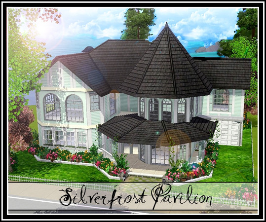 Sims 3 — Silverfrost Pavilion by Bugab00 — A traditional icy-coloured home with a small Victorian twist, just as the