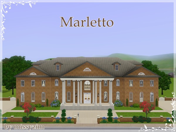 Sims 3 — Marletto by missyzim — Fully furnished and decorated. First floor has study, dining room, kitchen with attached