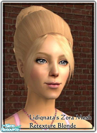 Sims 2 — Retex of Lidiqnata\'s Zora Hair - Blonde by mky1374 — Five natural colors for this awesome Mesh. - Binned -
