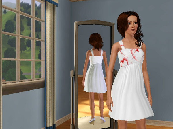Sims 3 — red and white heart dress by robin_rosina — first dress made on TSRW :) hope you like it!