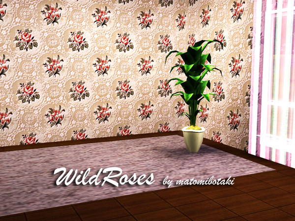 Sims 3 — WildRoses by matomibotaki — Floral pattern in red, green and rosy, 3 channel, to find under Theme.