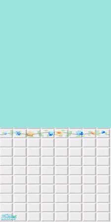 Sims 2 — Blue Country Tile by LaurieR — I recolored it to have blue paint and recolored some of the flowers blue. I
