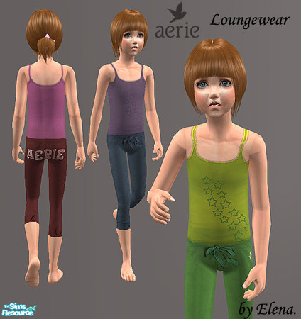 Sims 2 — Aerie Loungewear by Elena. — Three loungewear for girls by Aerie