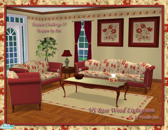 Sims 2 — VS Rose Wood Living room - TC 77 by Vanilla Sim — With a casual cottage style, the design of this collection