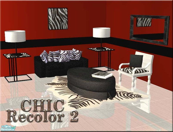 Sims 2 — Chic Living Room Recolor Set 2 by nikisatez05 — No Animals Were Harmed in the making of this set! Recolor of my