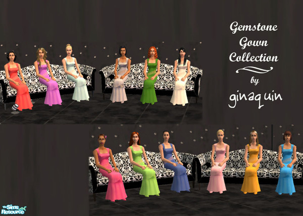Sims 2 — Gemstone Gown Collection by ginaquin — 12 Dresses for 12 Months.