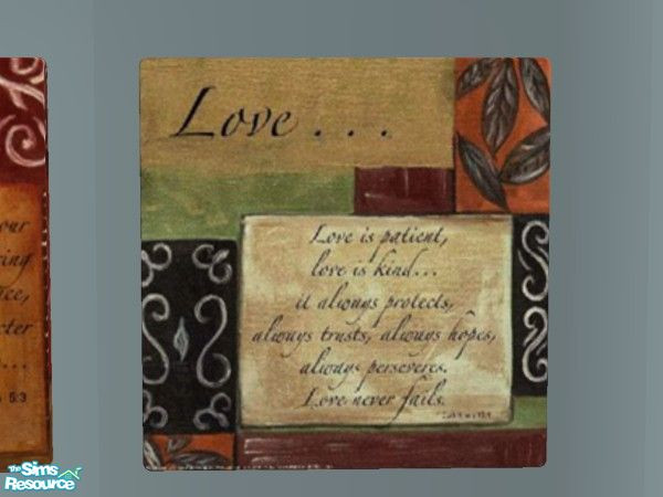 Sims 2 — Words to Live By Set - Mc Words To Live By-love by mistresscris — Can be purchased under \"B-Stroke\".