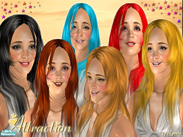 Sims 2 — Attraction by Alyosha — My first ever Hair set, using the mesh from Helgasims.com! I am so excited about this.
