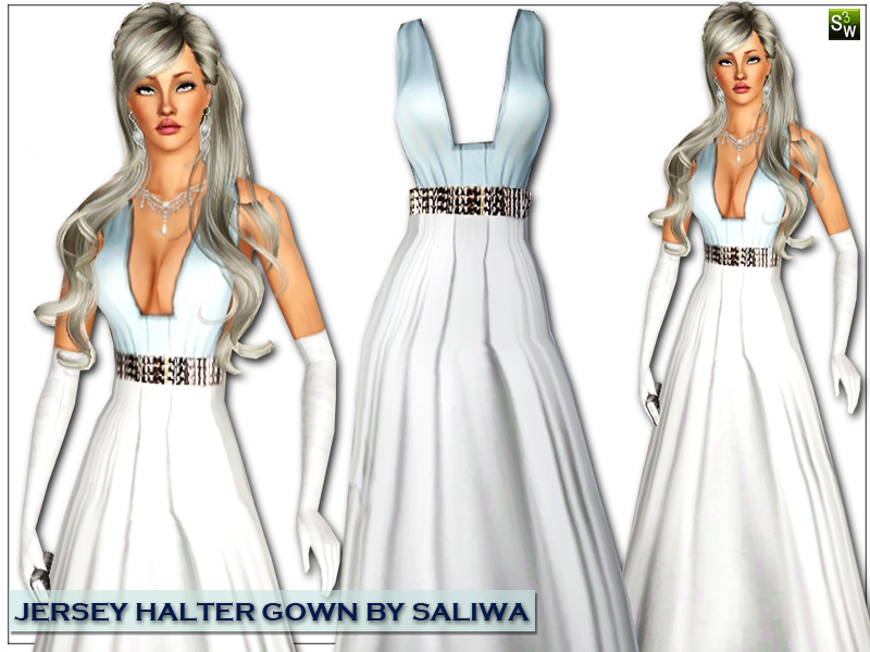 The Sims Resource - Jersey Halter Gown