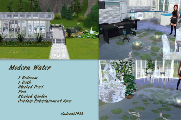 Sims 3 — Modern Water by jadepanther198303 — This 1 bedroom 1 bath modern was inspired by a love of water glass and ice.