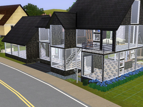 Sims 3 — Modern Glass 3bd 2bth by blurred2 — Large house with lots of space to fill or decorate. Large windows allow