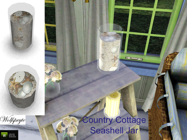 Sims 3 — Country Cottage Jar of Shells Decor by wolfspryte — part of the Country Cottage Livingroom Collection A vase