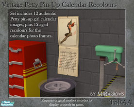 Sims 2 — Vintage Calendar Recolours by MsBarrows — A set of 12 photo frame images based on a 1947 Petty pin-up girl