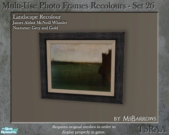 Sims 2 — Recolours Set 26 - Nocturne Grey and Gold by MsBarrows — A recolour for my landscape proportioned photo frames,