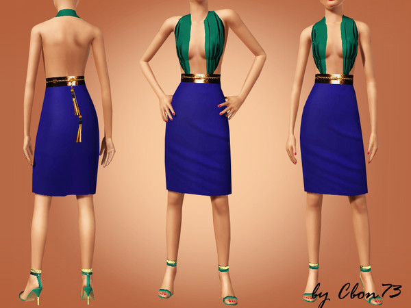 Sims 3 — Extrem V-neck Cocktail Dress by Cbon73 — This is for your lady sims, a sexy and colorful dress. Edited mesh by