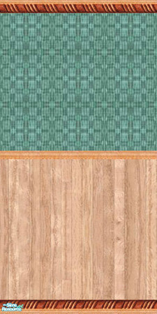 Sims 2 — Verde Living Wall by Riverwillows — Pretty green fabric and redwood paneling. Part of the Verde Living Room by
