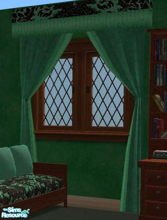 Sims 2 — TC76 Evergreen Living Room Curtain by DiamondSim — Drapes fit a double window. Don\'t forget to also get