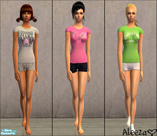 Sims 2 — Victoria\'s Secret Pjs by Aleeza — A set of three Victoria\'s Secret Pink pjs. No EP or mesh required. Enjoy!