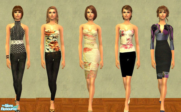 Sims 2 — Glamour by olcia_olivinea — Set of five outfits for your Sim ladies. They all are very glamour and feminine.